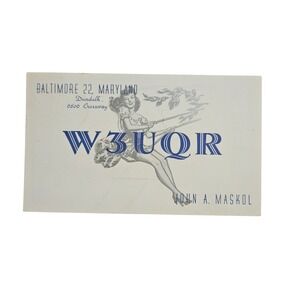 Vintage 1957 W3UQR Baltimore, Maryland USA Ham‎ Amateur Radio QSL Cards Postcard